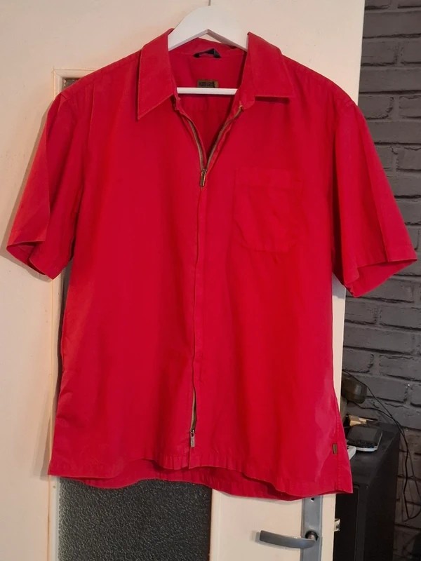 Surchemise zippée Kenzo Homme Vintage Rouge – XXL (Style Workwear / Gorpcore)