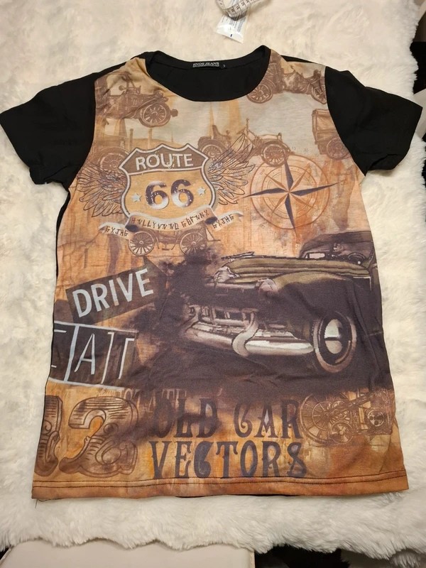 T-shirt Homme Enos Jeans Vintage Route 66 / Old Cars – Taille L – Très Bon État