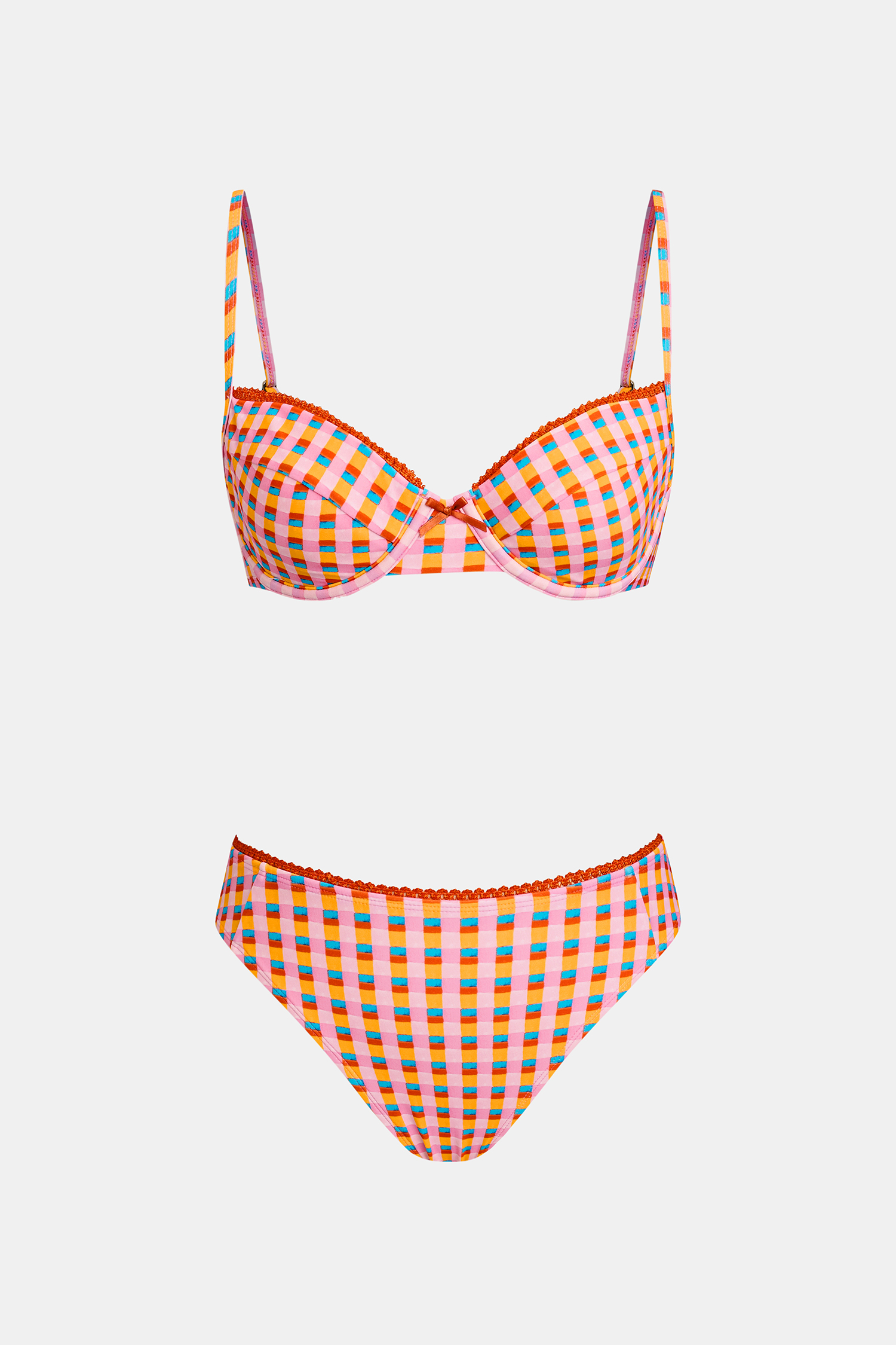 Bikini à carreaux bretelles ajustables
