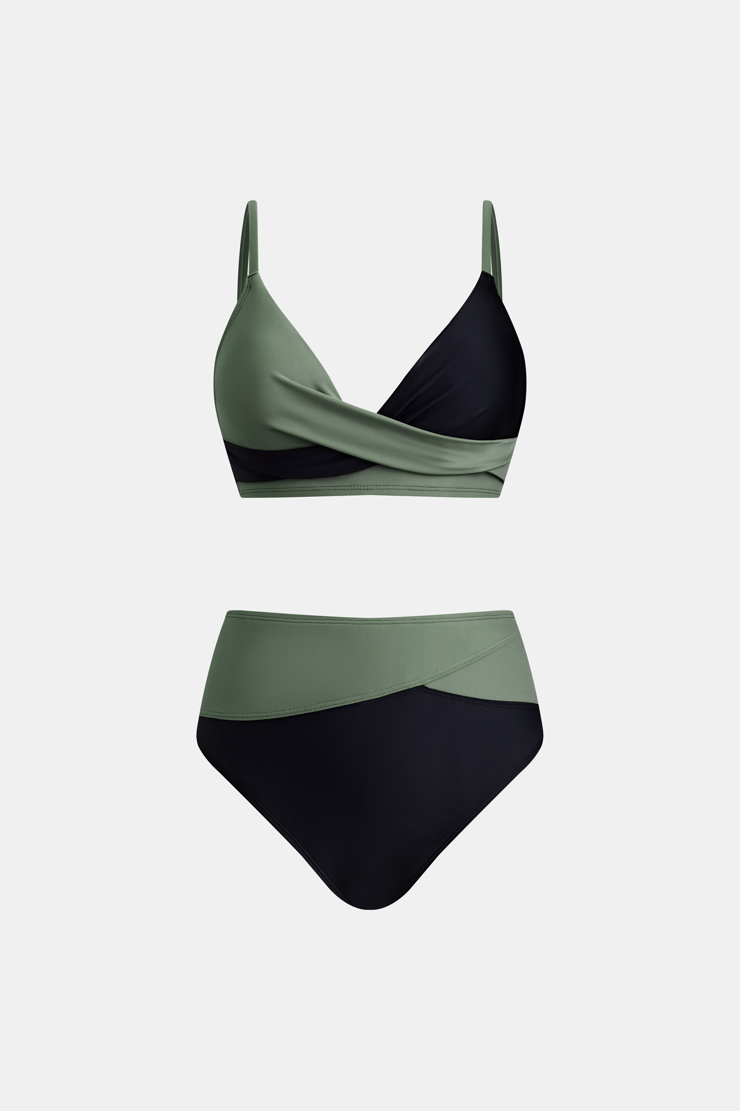Bikini taille haute vert eucalyptus